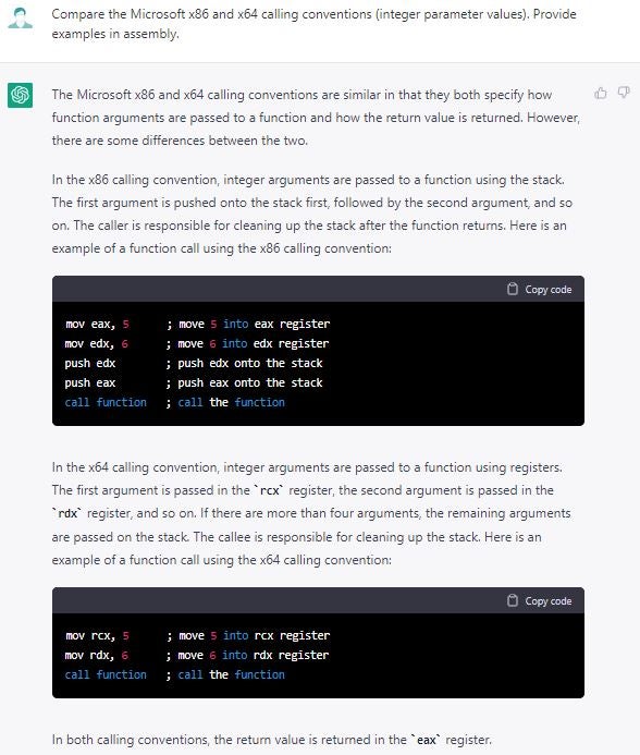 ChatGPT compares calling conventions