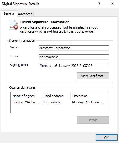 A digital signature of a MalVirt sample