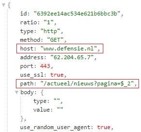 DDOSIA configuration for targeting the Dutch Ministry of Defense