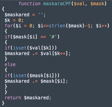 maskaraCPF Function