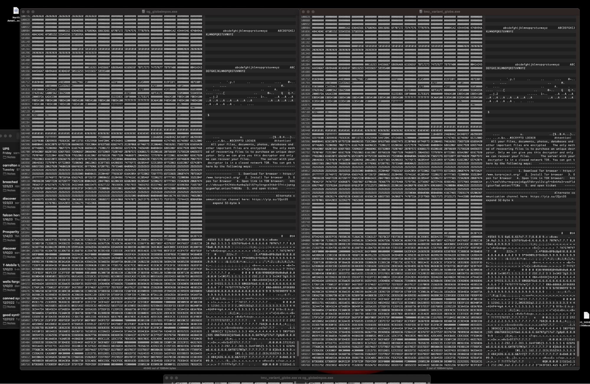 Zoomed-out view of GlobeImposter (hex) compared against the TZW variation.