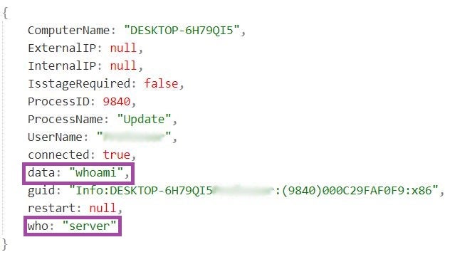 Command sent to an infected machine (deobfuscated form)