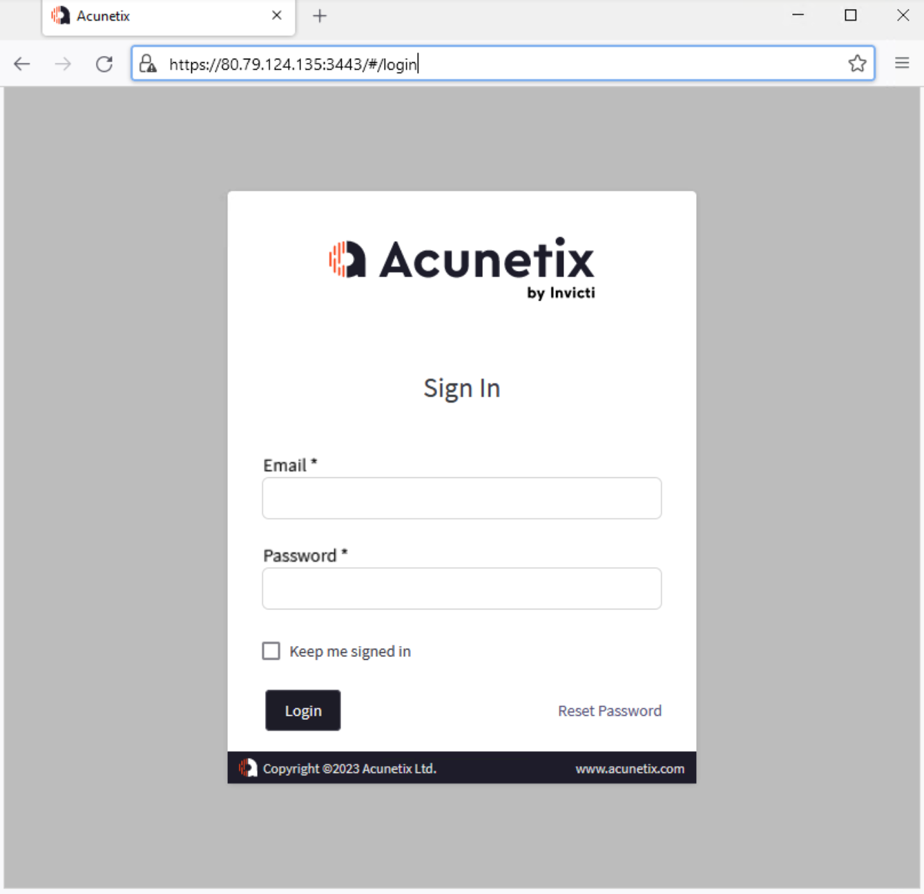 Acunetix Vulnerability Scanner Login