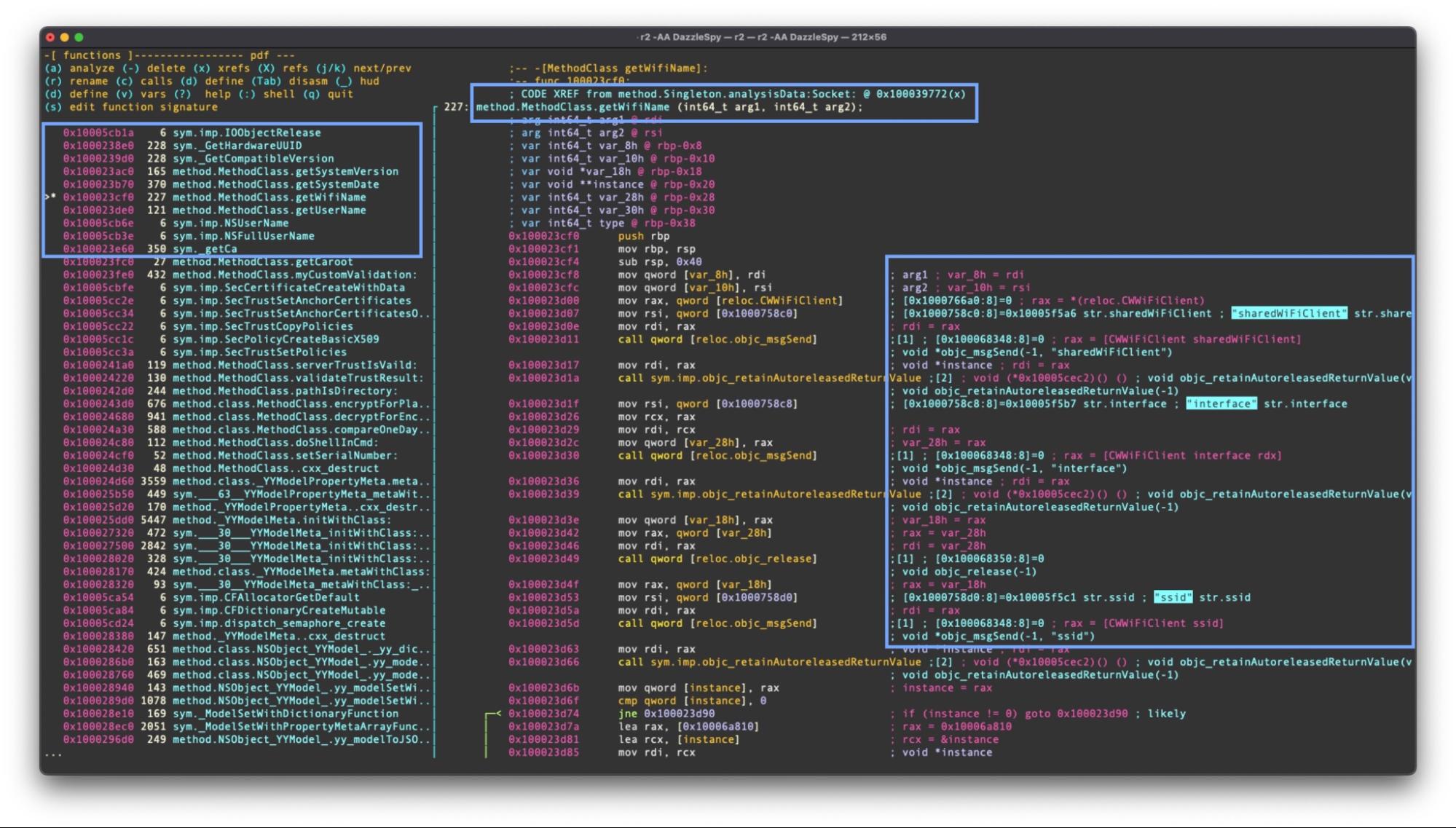 DazzleSpy disassembly for discovering the victim’s Wifi client SSID