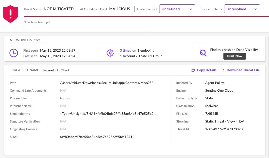 SentinelOne detecting Geacon payloads