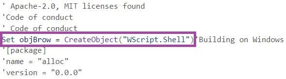 Code comments for VB script obfuscation