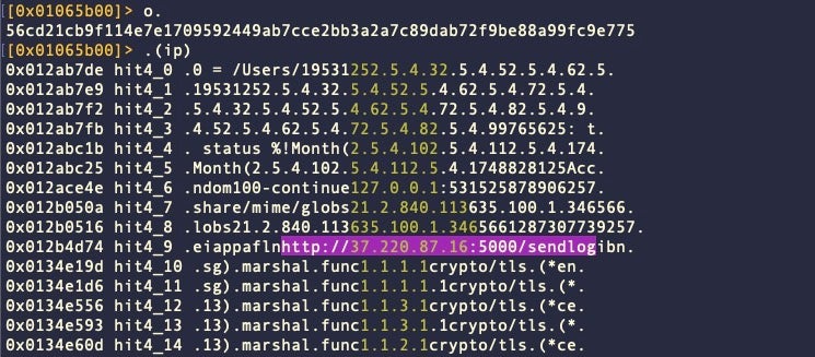 A sample of Atomic Stealer quickly gives up its C2 with the help of the .(ip) macro