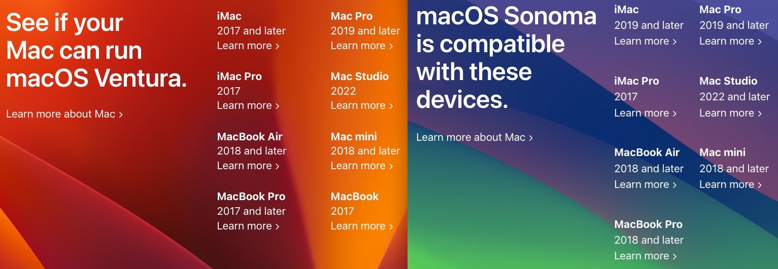 Sonoma supported Mac