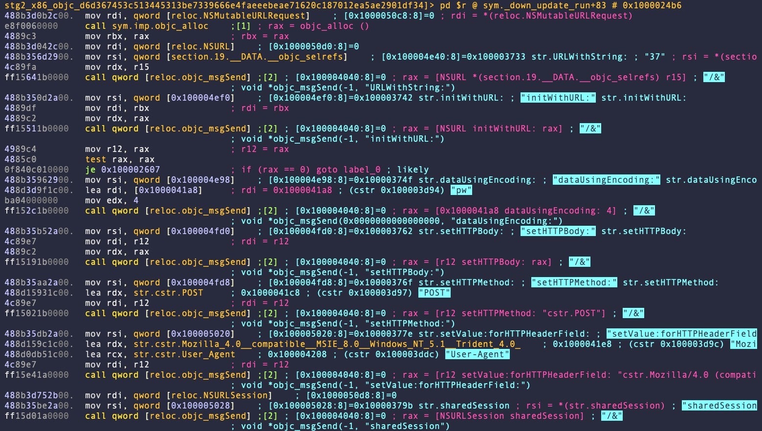 Code varies widely among samples, possibly suggesting different developers