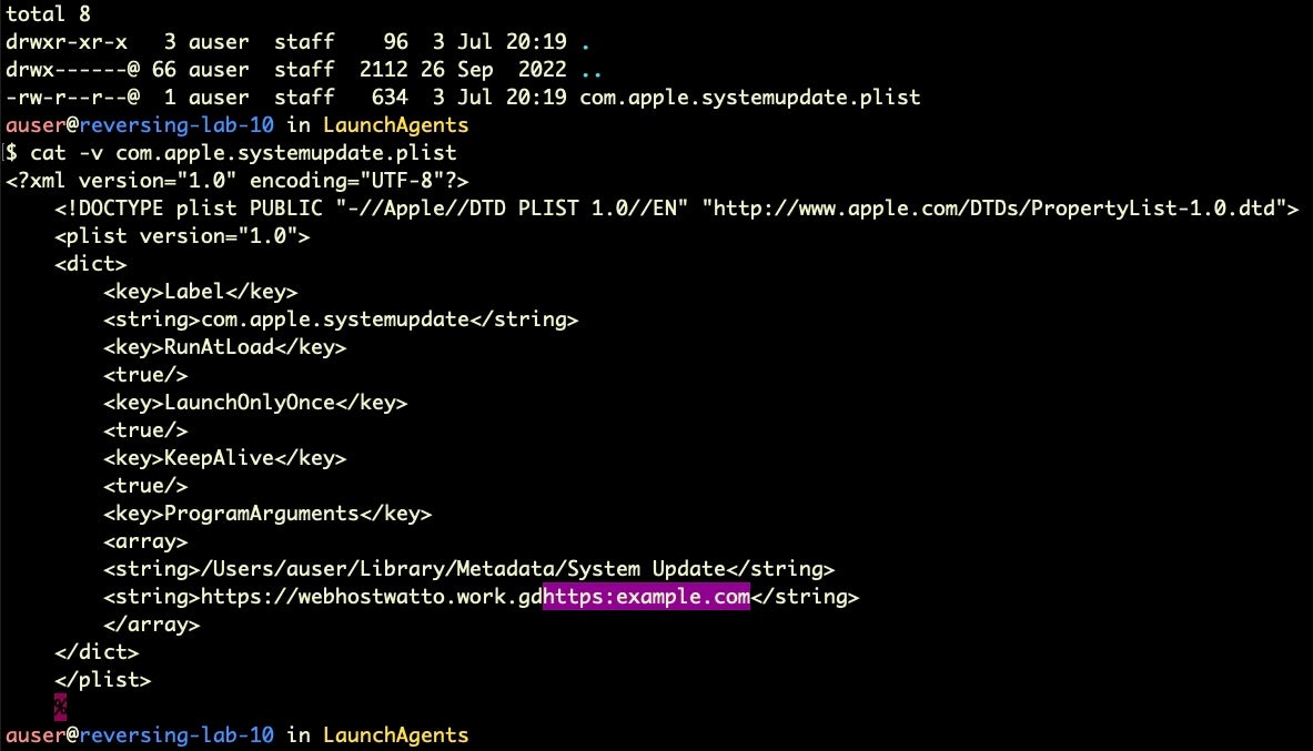 RustBucket LaunchAgent concatenates the hardcoded URL with the one supplied at launch