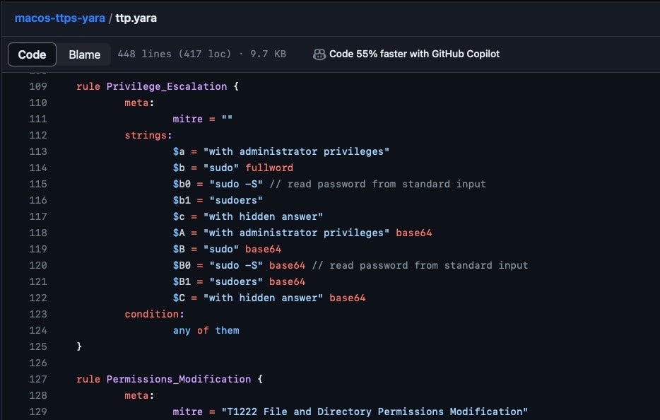 A starter rule set for statically detecting macOS malware TTPs