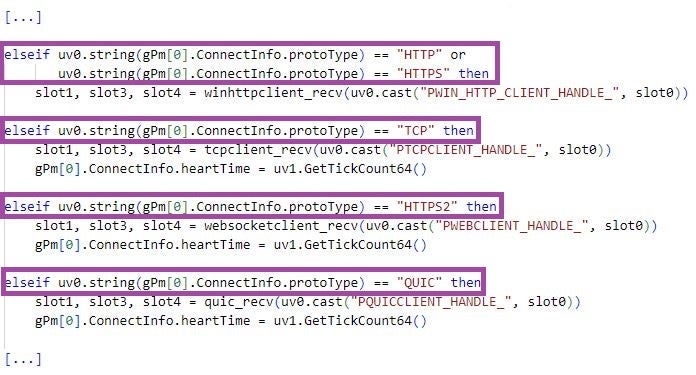 Protocol handling (decompiled LuaJIT bytecode)