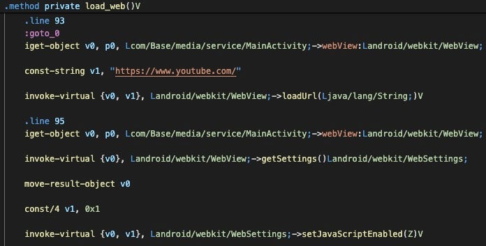 Smali snippet of the load_web method in MainActivity