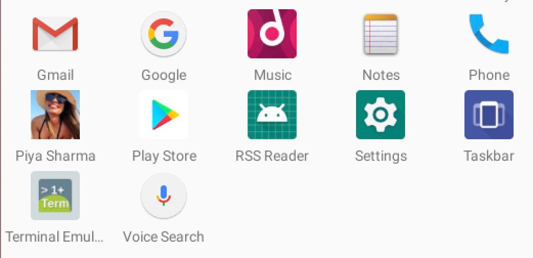 Application icons, including the Piya Sharma app