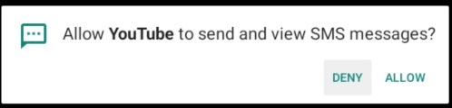 Permissions prompts during install of the weaponized YouTube app