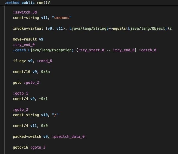 The smsmons command logic inside the run method of TPSClient