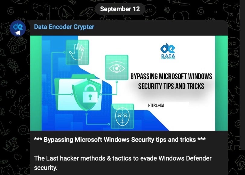 One of many Telegram channels offering EDR Bypass tools