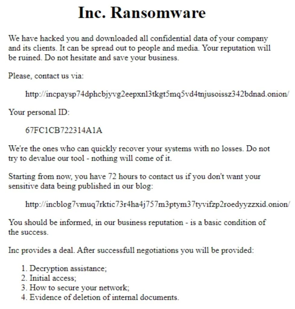 Inc ransom sentinelone