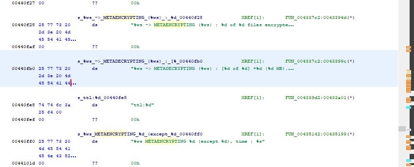 Internal references to MetaEncryptor (LostTrust)