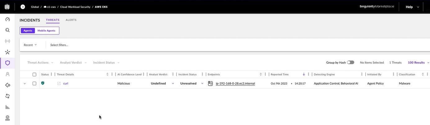 Figure 2: Behavioral AI Threat Detection on a K8s Node