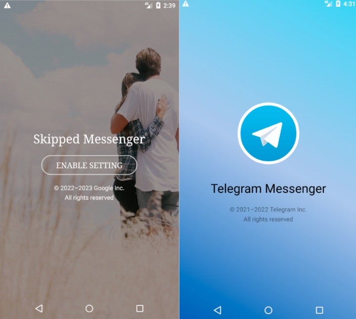 Skipped Messenger & Telegram app main screen
