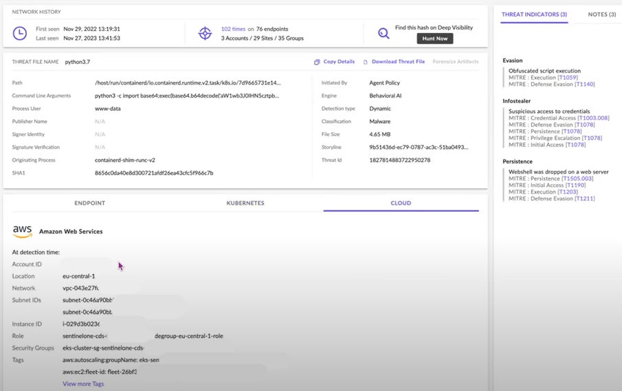 Rich details in the console for incident response