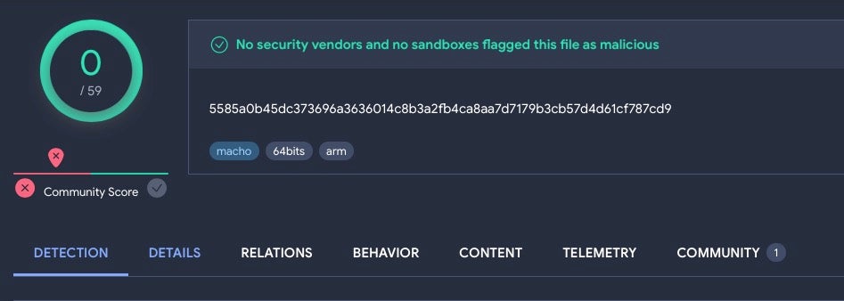 macOS.CherryPie undetected on VirusTotal