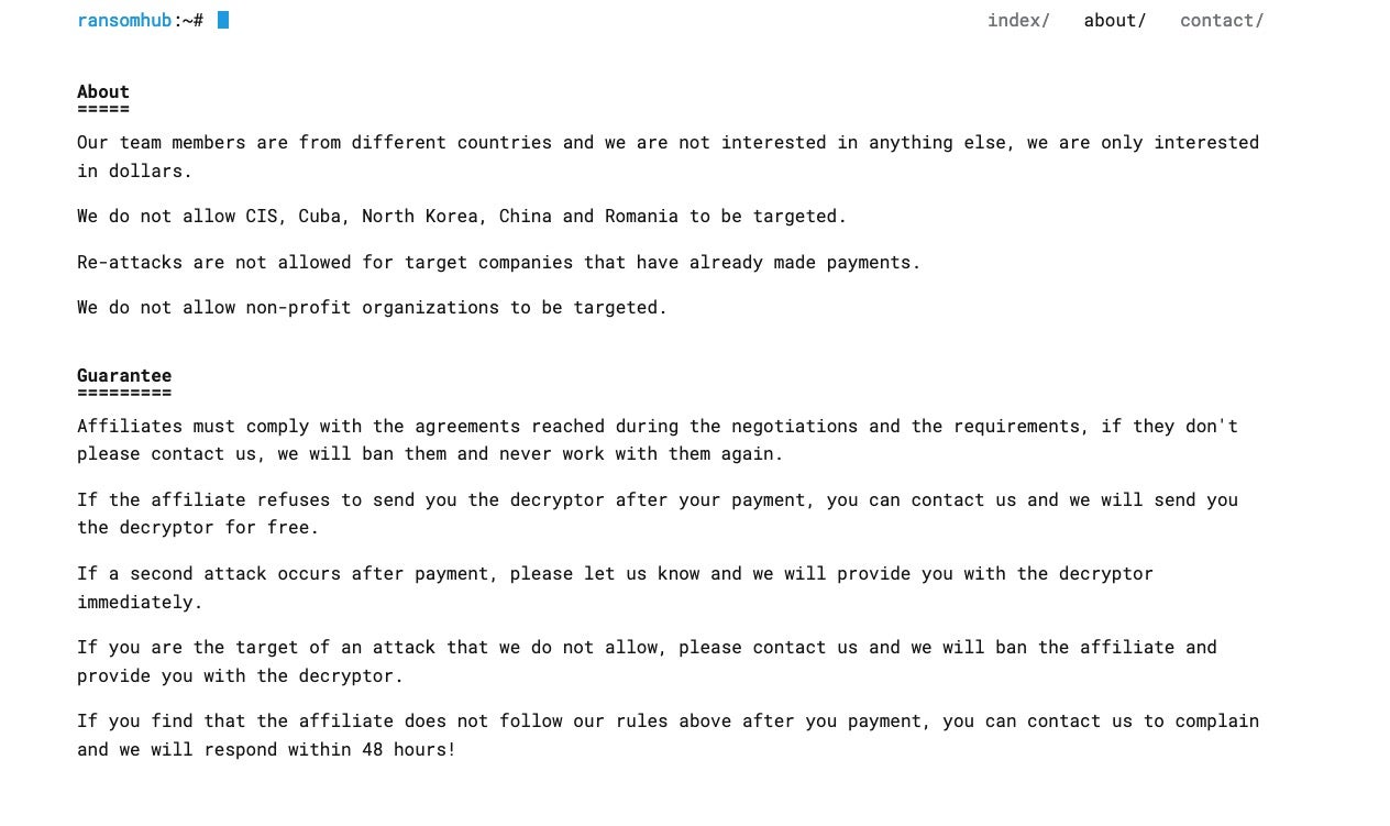 Original RansomHub About Page