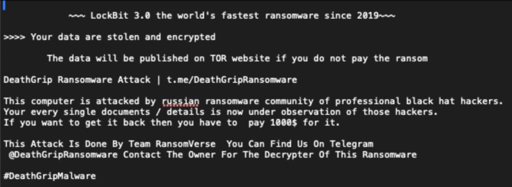 DeathGrip RaaS | Small-Time Threat Actors Aim High With LockBit ...