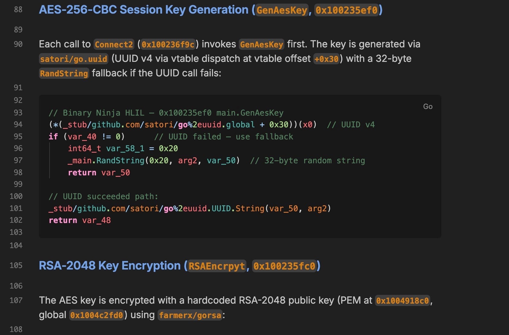 Snippet from the final report on a recent FinderRAT sample