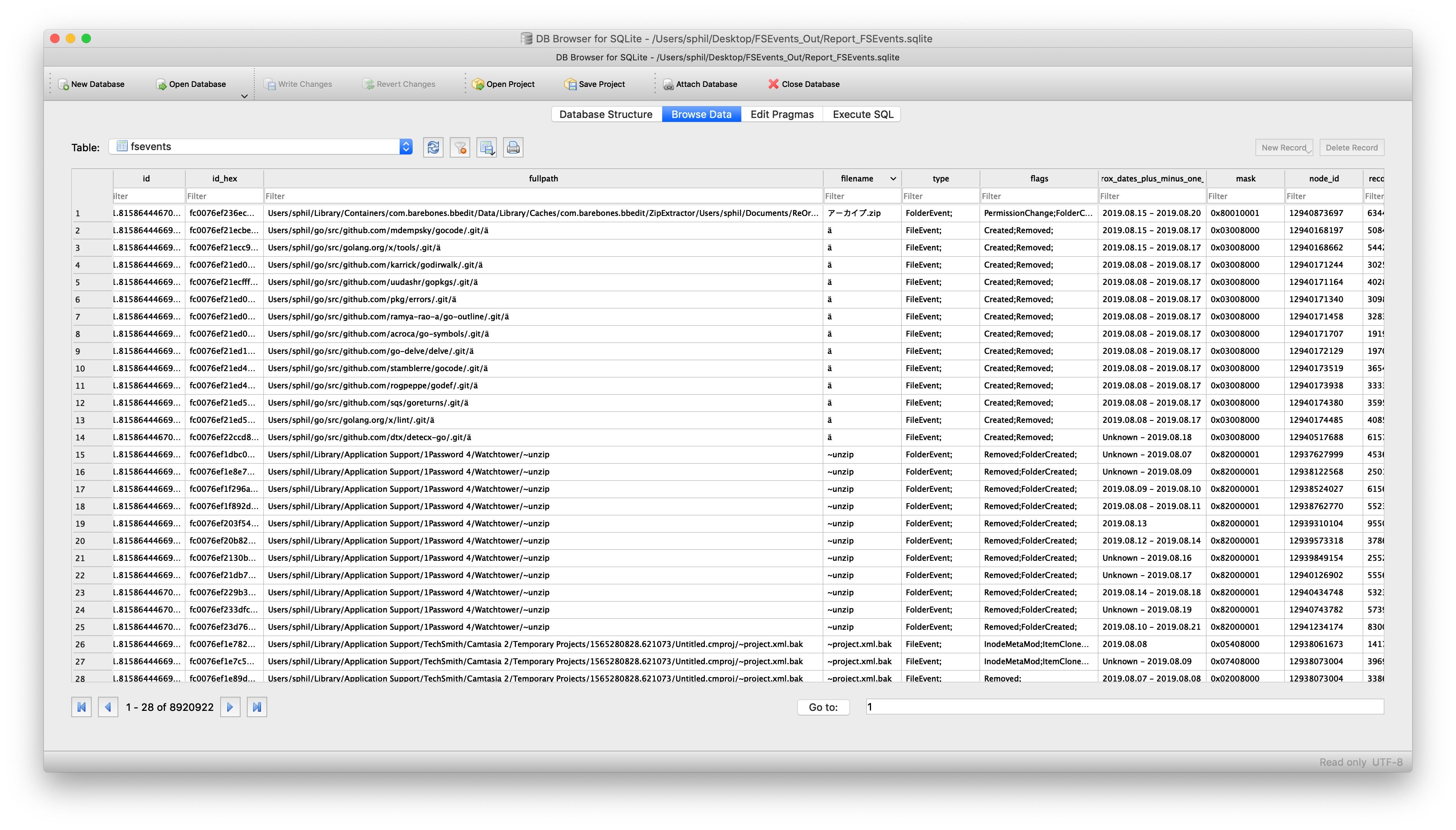 image of file system events parser sql