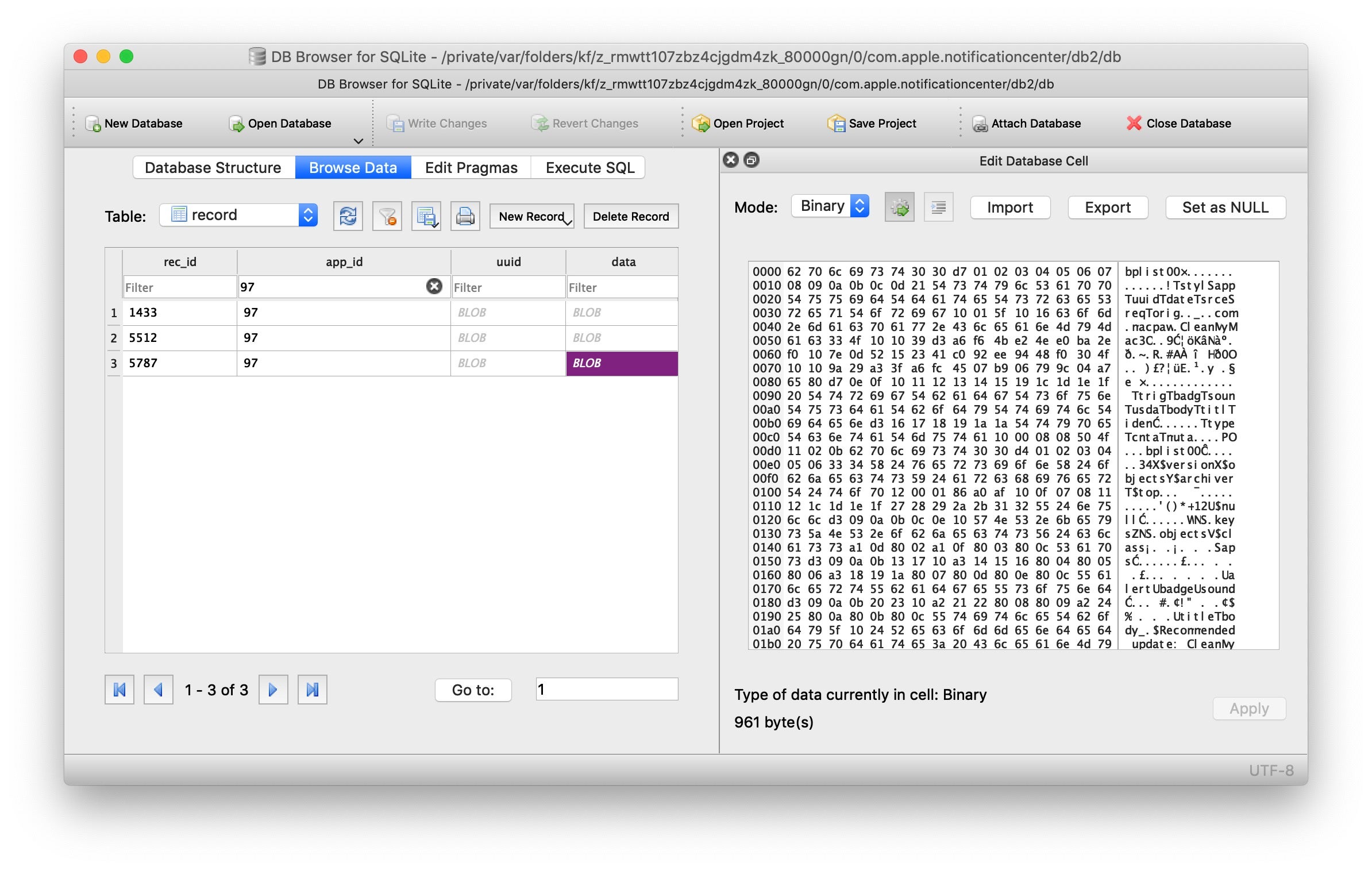 image of blob in DQ SQLite browser