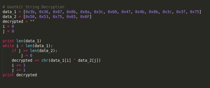 image of gootkit string decryption