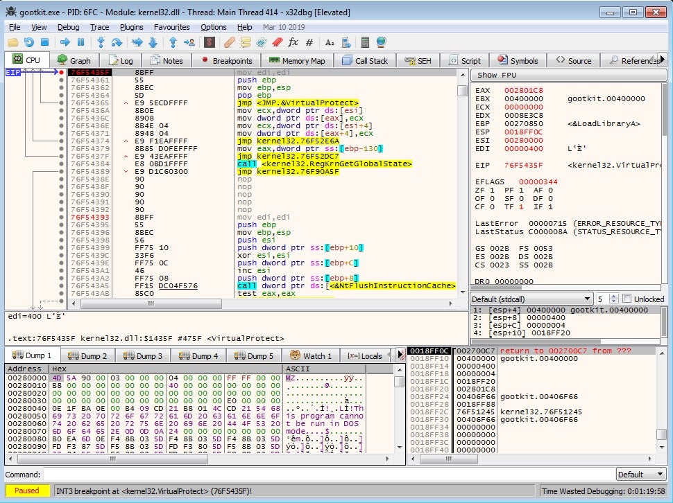 image of gootkit module kernel32.dll