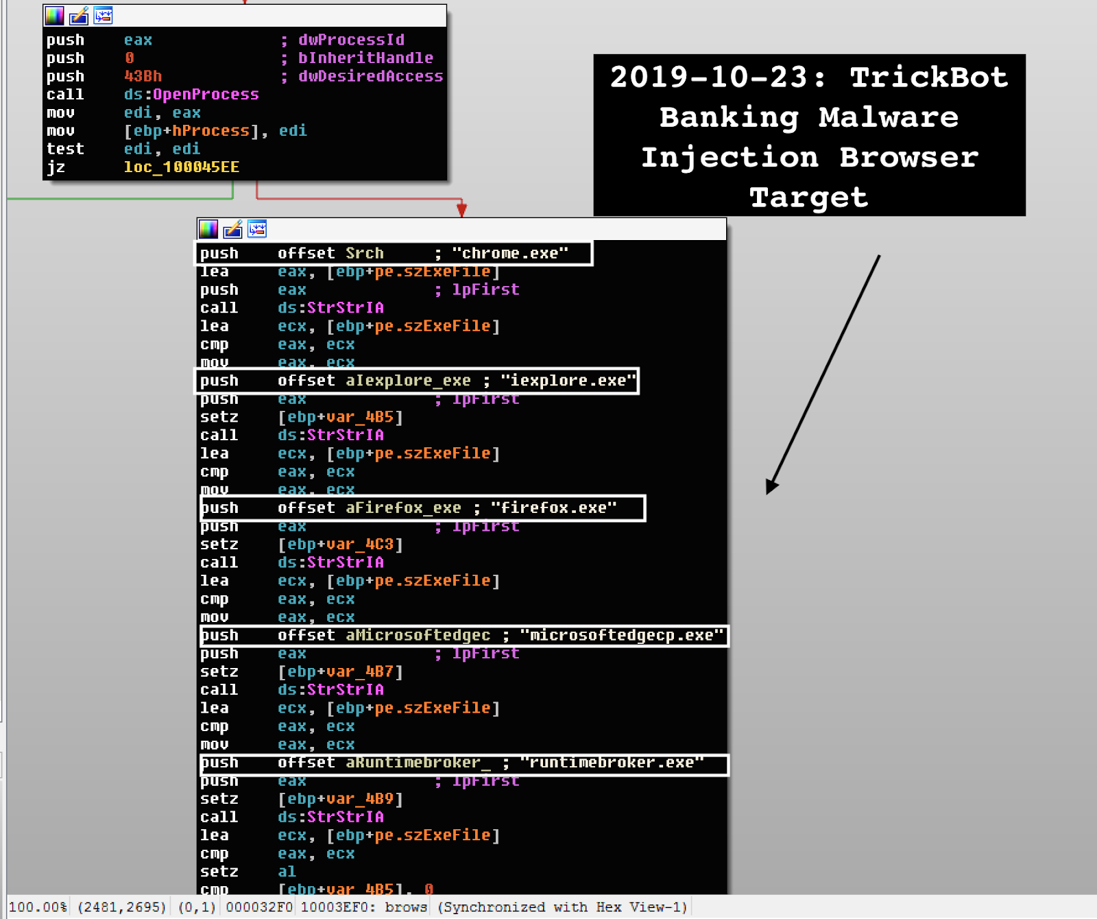 image of trickbot browser injection