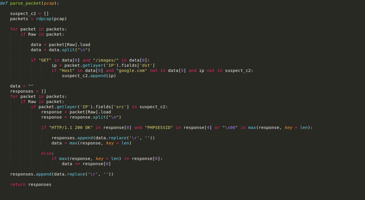 image of parse packet function