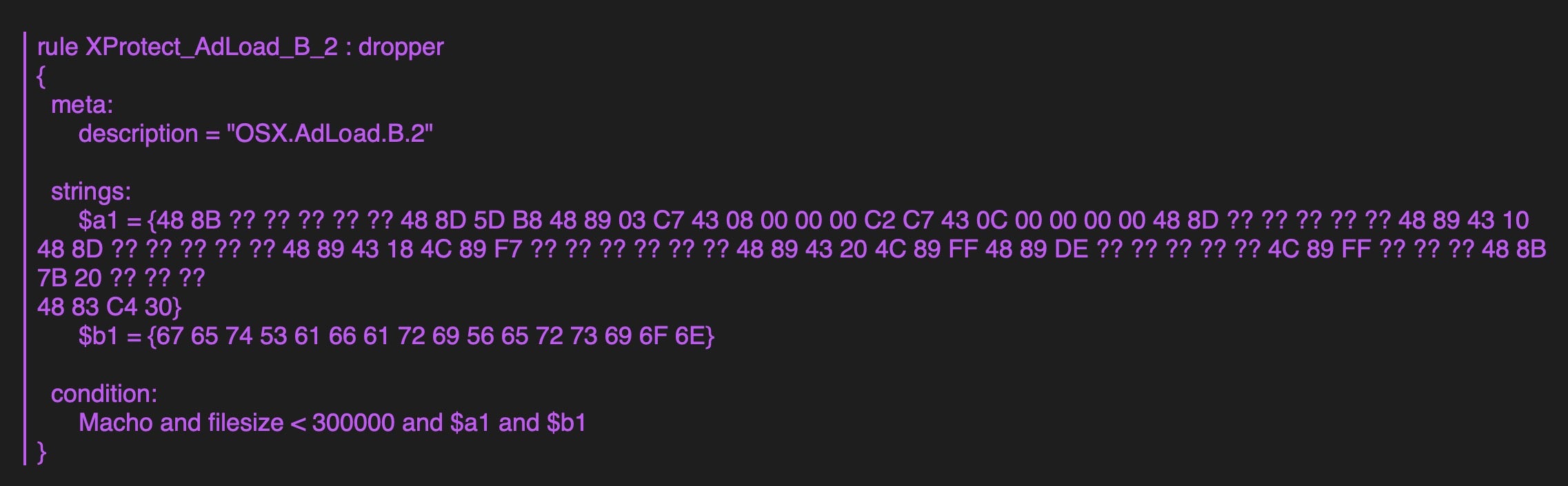 image of adload xprotect detection