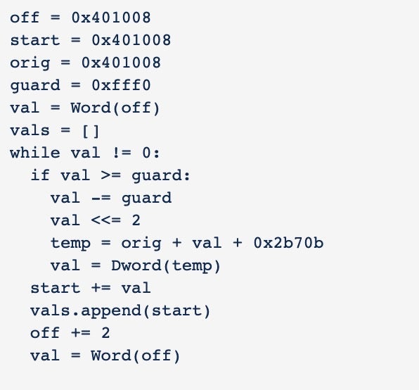 image of Python code to demonstrate rebuilding the table manually