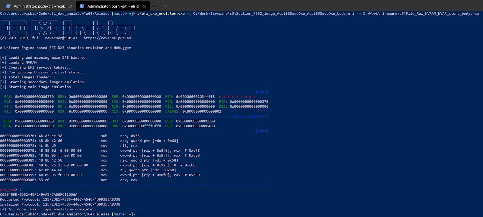 Figure 11 - the Windows port of efi_dxe_emulator in action